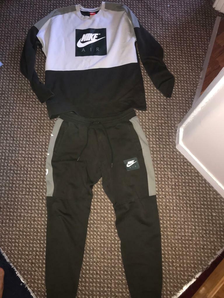 nike air grey and green tracksuit